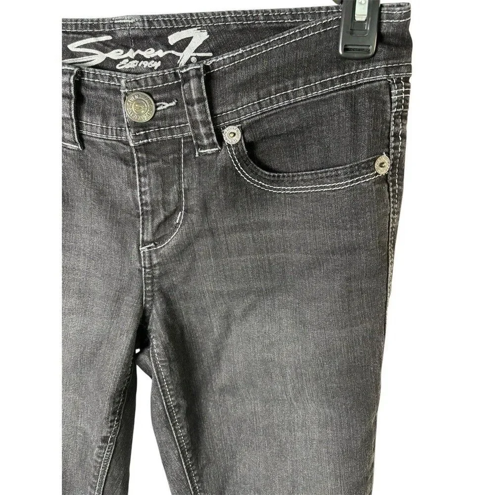 Seven7 Jeans Women Size 8 Skinny Dark Wash Five Pockets Stretch Denim Black